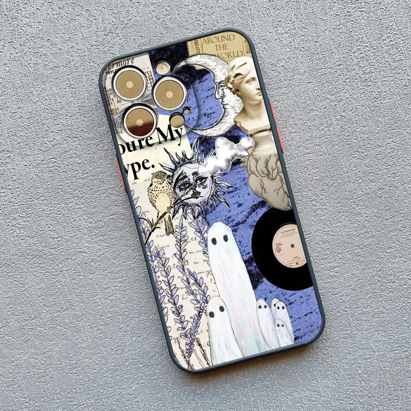 Matte Phone Case For iPhone 17 16 11 13 12 14 15 Pro Max 12 Mini 16 15 Plus X XS XR Ghost Illustration 11 Silicone Back Covers