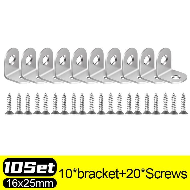 20/1Sets L-förmige Eckhalterungen aus Edelstahl, L-förmige rechtwinklige Verbindungsstücke, Regalverschluss für Möbelschrank-Stützrahmen