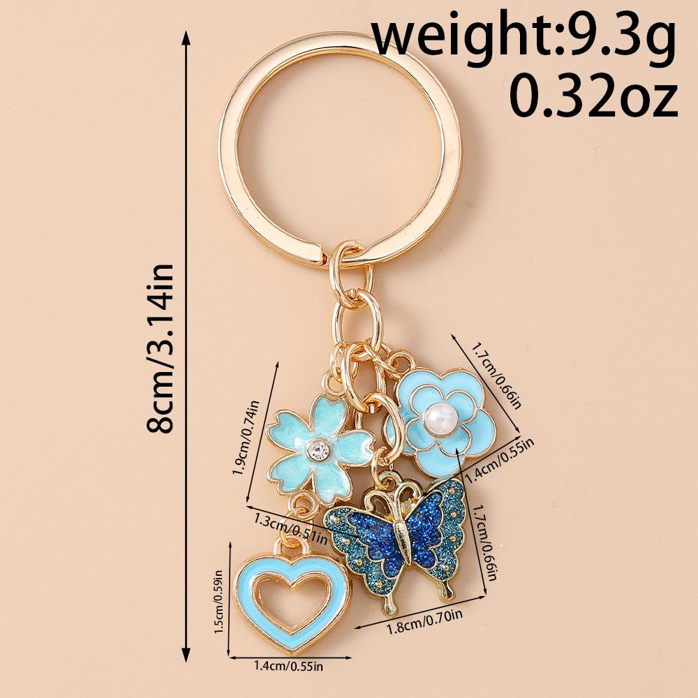 Cute Butterfly Keychain Women Girls Love Heart Flower Key Ring Pendants for Handbag Decor DIY Handmade Key Chain Jewelry Gifts
