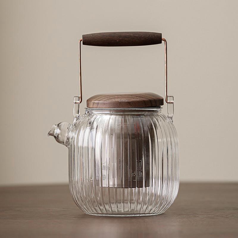 Glass Tea Kettle & Brewing Set for Induction Cooker: White Pot for Boiling, Steaming & Health-Preserving Tea at Home