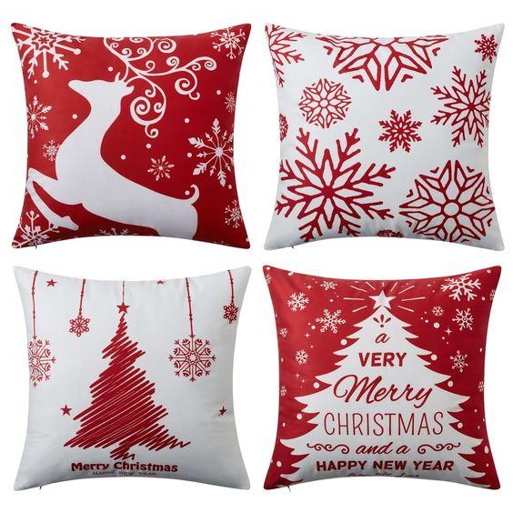 New Christmas Decoration Christmas Pillowcase 18 X 18 Inch Set of 4 Christmas Collection Cushion Pillowcases Custom Zipper Squar