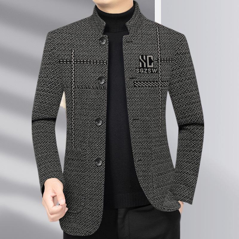 2025 Autumn/Winter Men's Wool Coat for Middle-Aged and Elderly – Business Casual Dad Style, High-Quality Outerwear.