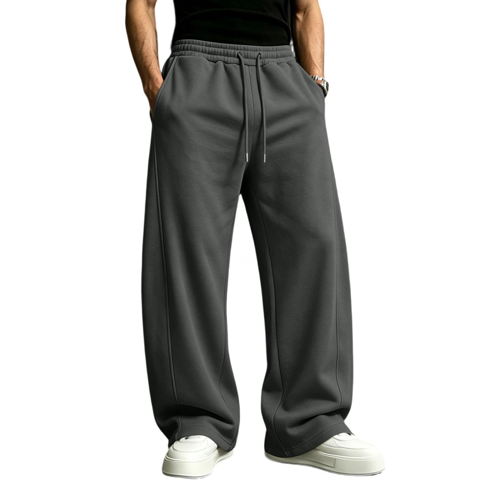 Men s Casual Sweatpants with Elastic Drawstring Waist Loose Fit Straight Leg for and Sports L