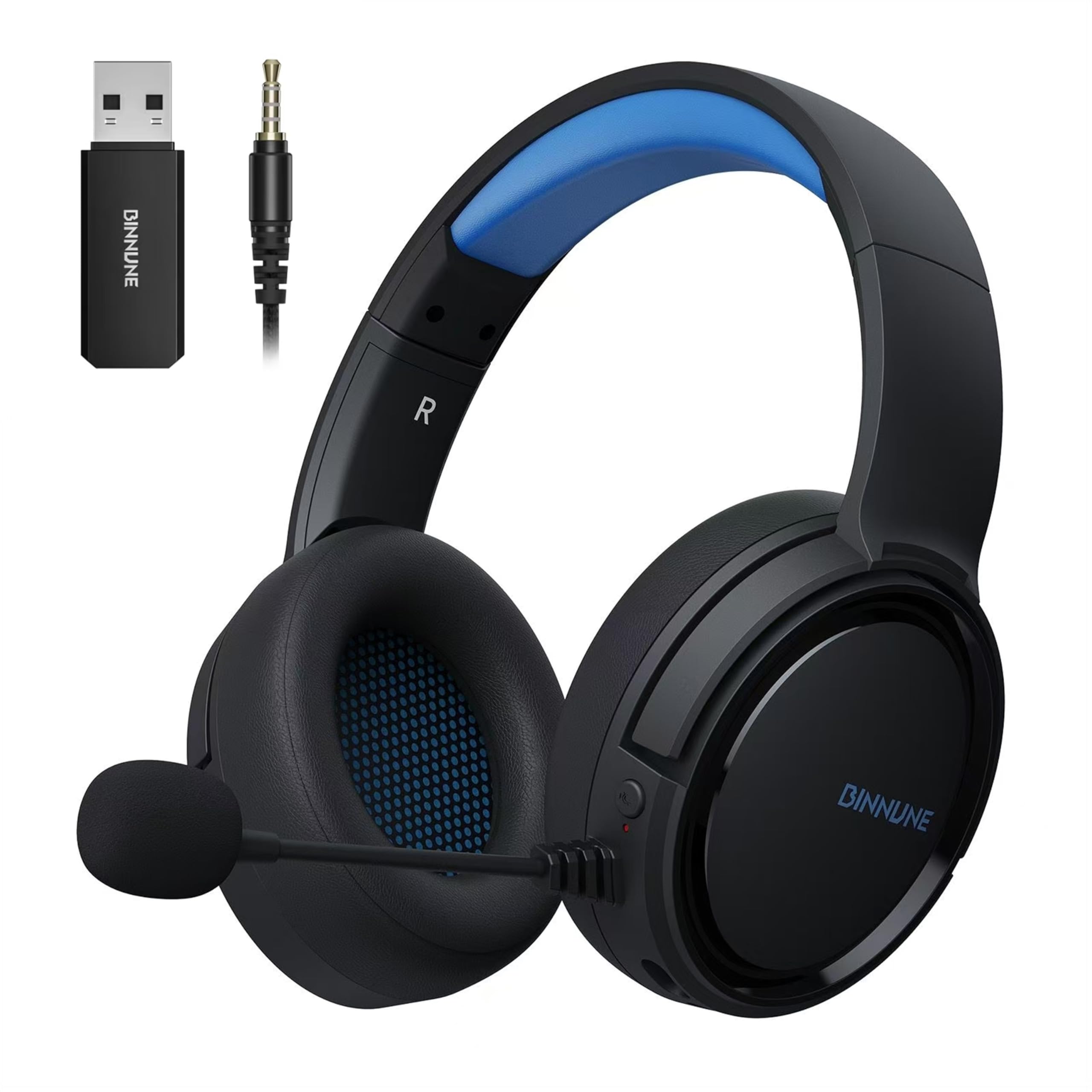 

BINNUNE PS5 Wireless Gaming Headset with Noise Mute USB 150 Hours of Continuous Compatible with FPS and Switch BW02 Cancellation, Function, 2.4G
