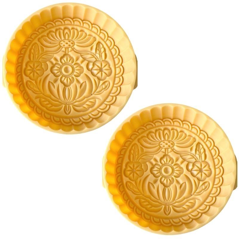 652F 2Pcs Traditional Pattern Cake Mold Cake Decorating Tool Cookie Dessert Mold Hand Press Pastry Mold Baking Accessories
