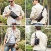 Black Angel Head Layer Cowhide Multi Layer Men's Waist Bag Mobile Fashion Street Trend Men's Chest Bag