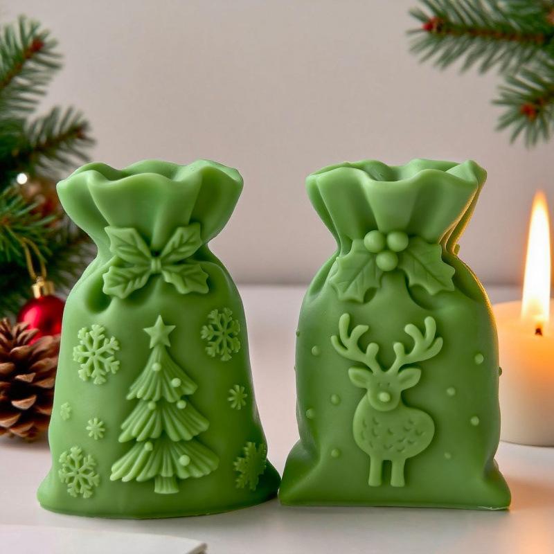 Christmas Gift Bag Candle Silicone Mold DIY Xmas Decor Handmade Aroma Wax Craft Holiday Atmospheric Decoration Items