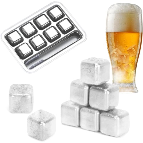 

Reusable Titanium Ice Cubes, Insoluble, Refreezable Chilling Stones for Whiskey and Other Drinks, 304 Stainless Steel Ice Cubes, Red Wine Ice Cubes, W