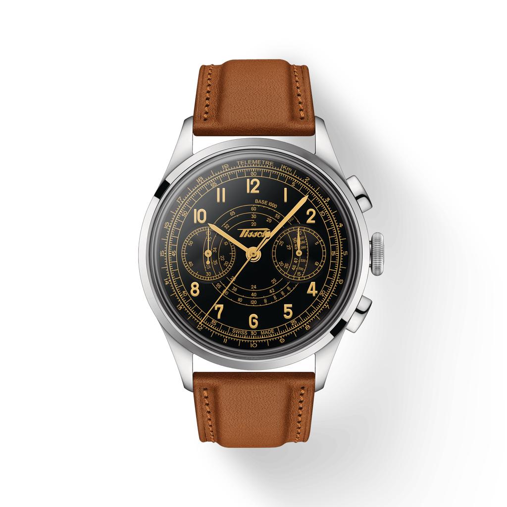 Tissot Leather Strap black Dial Men's Fashion Watch T142.462.16.052.00