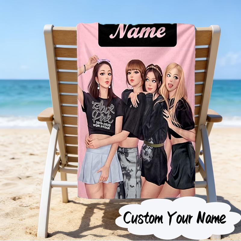 Custom Name Kpop Fashion Microfiber Beach Towel Super Soft & Absorbent for Bath, Beach, Travel Bath Time Accessory, Fan gifts