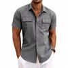 Men's Casual Short Sleeve Button Down Shirts Workwear Style Turn Down Collar Chest Pocket Blouse Tops for Daily Vacation Beach