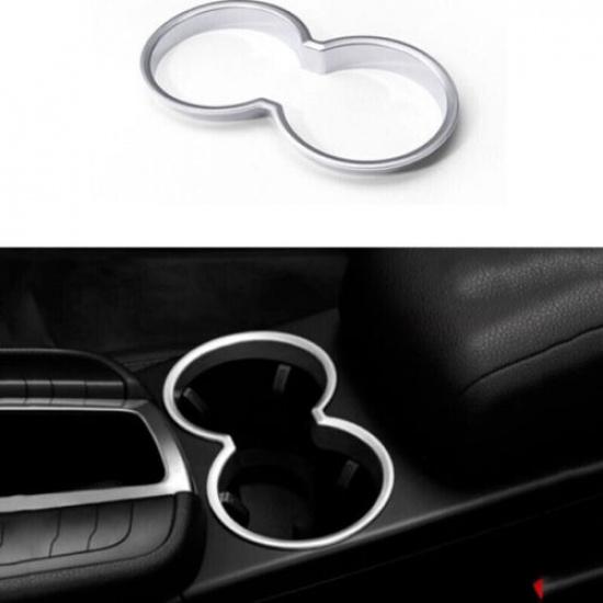 For Porsche Macan 2015- Gloss Silver Central Console Water Cup Cover Trim