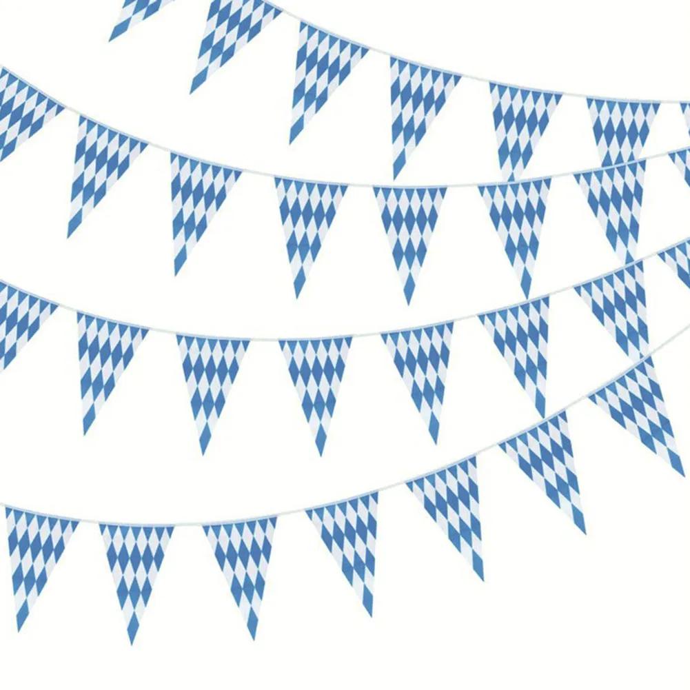 1pcs 10m Oktoberfest Bunting Bavarian Decoration Banner Oktoberfest Garland Pennant Waterproof PE Outdoor Decoration