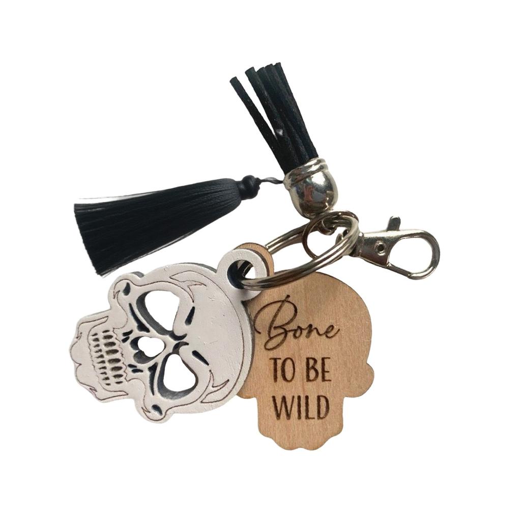 Halloween Wooden Keychain Pumpkin Haunted House Skeleton Keychain Bag Ornament