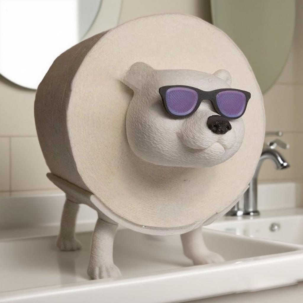 Cute Bear Toilet Paper Holder With Glasses - Sturdy Bathroom Tissue Holder