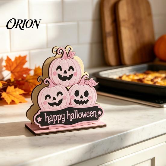 Solid Wood Napkin Tray Halloween Wooden Holder, Cute Pastel Pumpkin Ghost Black Cat Tabletop Tissue Dispenser, Decorative Paper Towel Holder