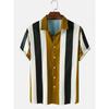 1116 New Hawaiian Beach Shirt Men's 1D Striped Digital Printing Men's Shirt