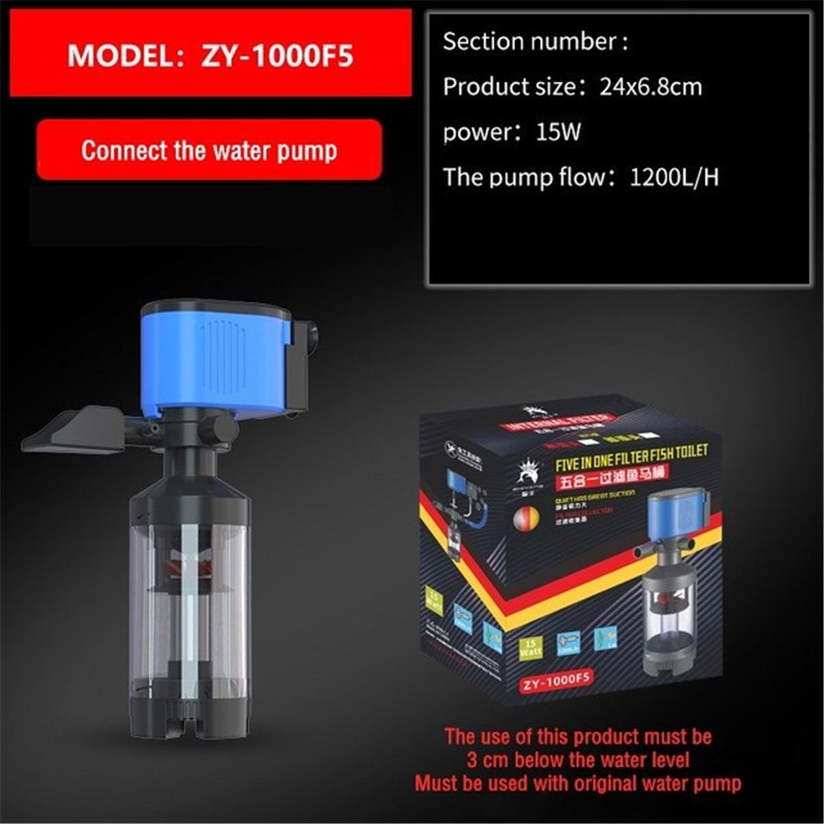 

5 in 1 Aquarium Filter Pump, Internal Silent Submersible Water Pump for Fish Tank, Aquarium Pneumatic Filter Accessories, 110V/2 ZY-1000F5