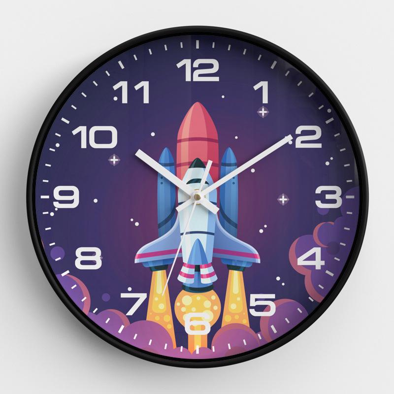 Children's Room Wall Clock Clock Cartoon Astronaut Silent Clock Bedroom Quartz Clock Home Wall Hanging 8 Inches 20CM