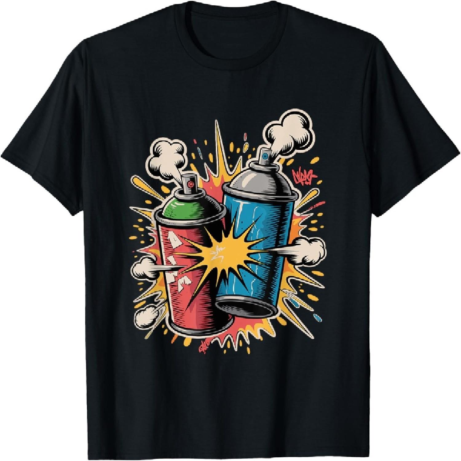Комикс Арт Граффити Баллончик с краской Городское искусство Брызги краски Футболка S