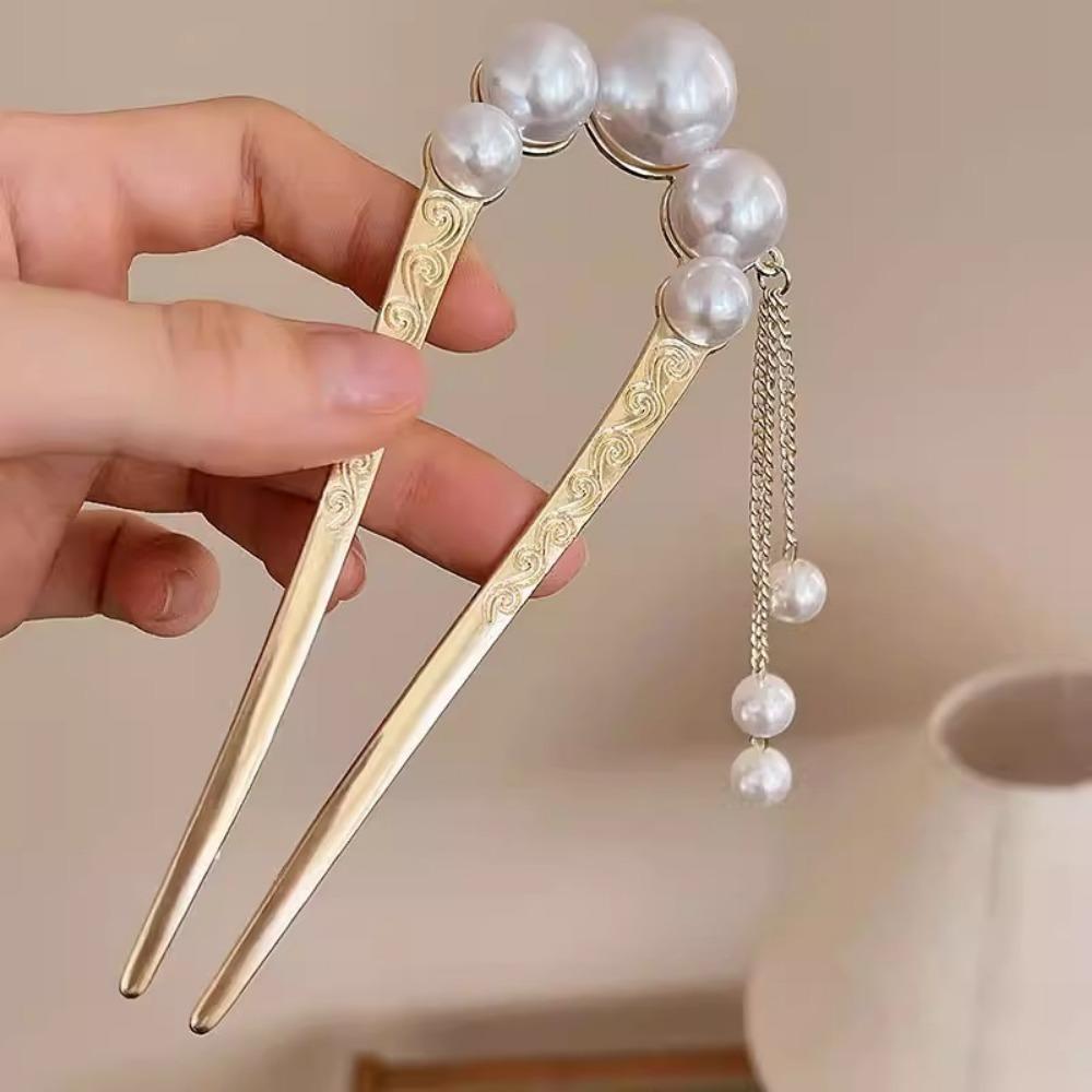 1 шт. Нежная модная ретро темпераментная жемчужная U-образная заколка для волос, заколка для волос в форме таблетки, заколка для волос, головной убор, оптом