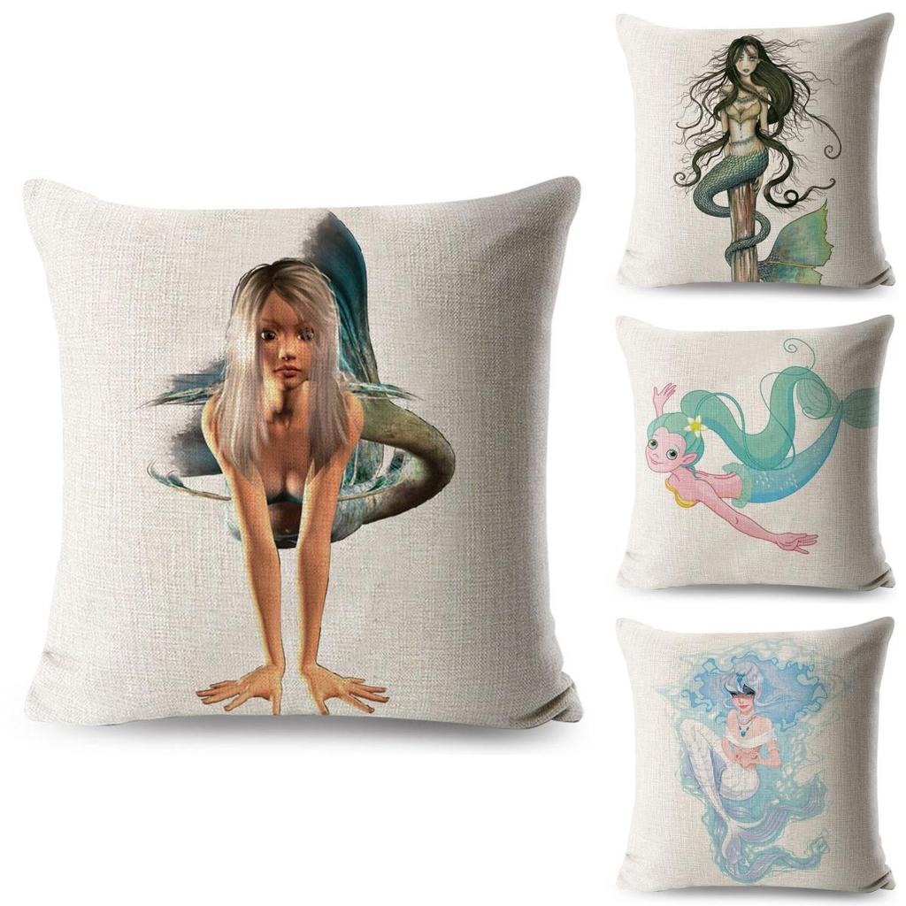 Luxurious Anime Cartoon Mermaid Pillow Cover For A Chic Sofa Living Square Pillow Case