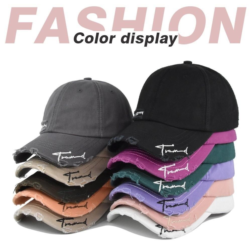 Letter Embroidery Sunscreen Cap Washed Cotton Trend Hat Versatile Embroidery Hat Unisex