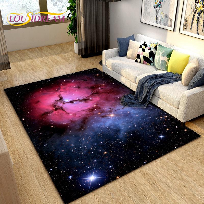 Tappeto Area Stelle Spazio Universo Galassia, Tappeto per Soggiorno Decorazione Camera dei Bambini, Tappetino Antiscivolo per Gioco e Gattonamento Bambini