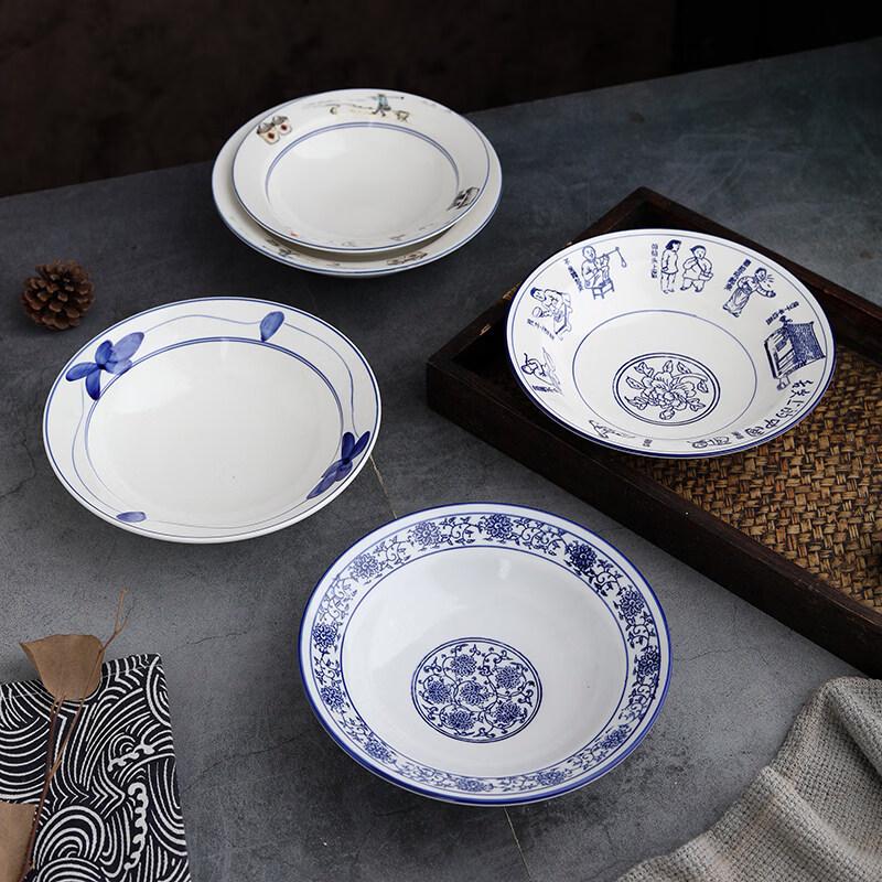 Traditional Shaanxi Blue and White Ceramic Noodle Bowl