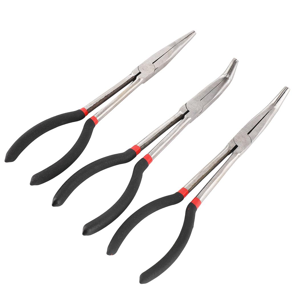 3 Stück Spitzzange 11 Zoll Stahl Verlängert Gerade 45 Grad 90 Grad Langnasenzange