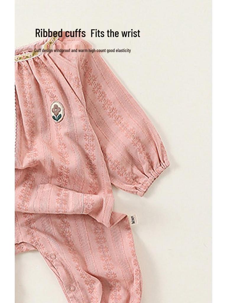 Letni pajacyk dla dziewczynki, z długim rękawem, Klasa A, oddychający - Rozmiary od 0-3 do 24 miesięcy