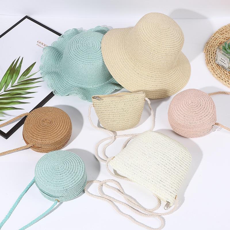 Children's Internet celebrity super fairy lace straw hat fashion outdoor travel sunscreen hat summer straw woven ruffle edge sunshade hat