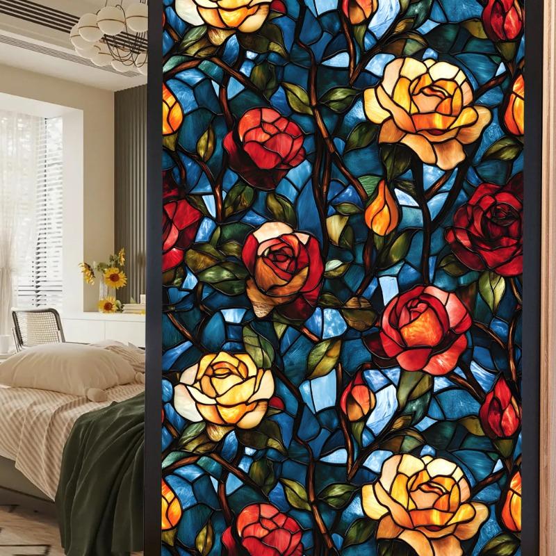 3D Laser Recyclable Window Privacy Film No-glue Window Film Decorative Protection Static Cling Stained Glass Home Sticker