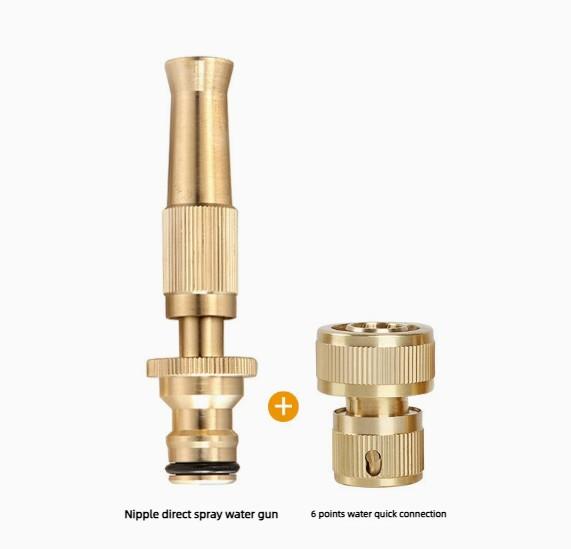 New Garden Brass Adjustable Spray Gun Hose Nozzle High Pressure Straight Copper Gun For Car Washing Adjustable Nozzle