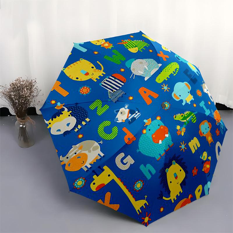 1pc Alphabet Zoo Adventure Umbrella with Plastic Handle,Suitable for All Seasons UmbrellaPT468