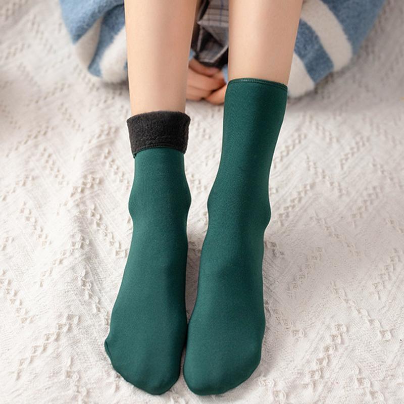 6 Pairs/Lot Solid Color Winter Warm Men Women Socks Thicken Thermal Socks Soft Plus Velvet Socks Casual Home Floor Snow Sock