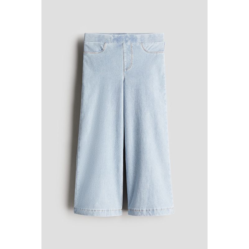 

HM Children s Clothing Girl Denim 2025 Autumn New Arrival Casual Heavy Weight Wide Leg Elastic Waist Pants 1226321 Light Denim Blue 013 135/60(8-9Y)