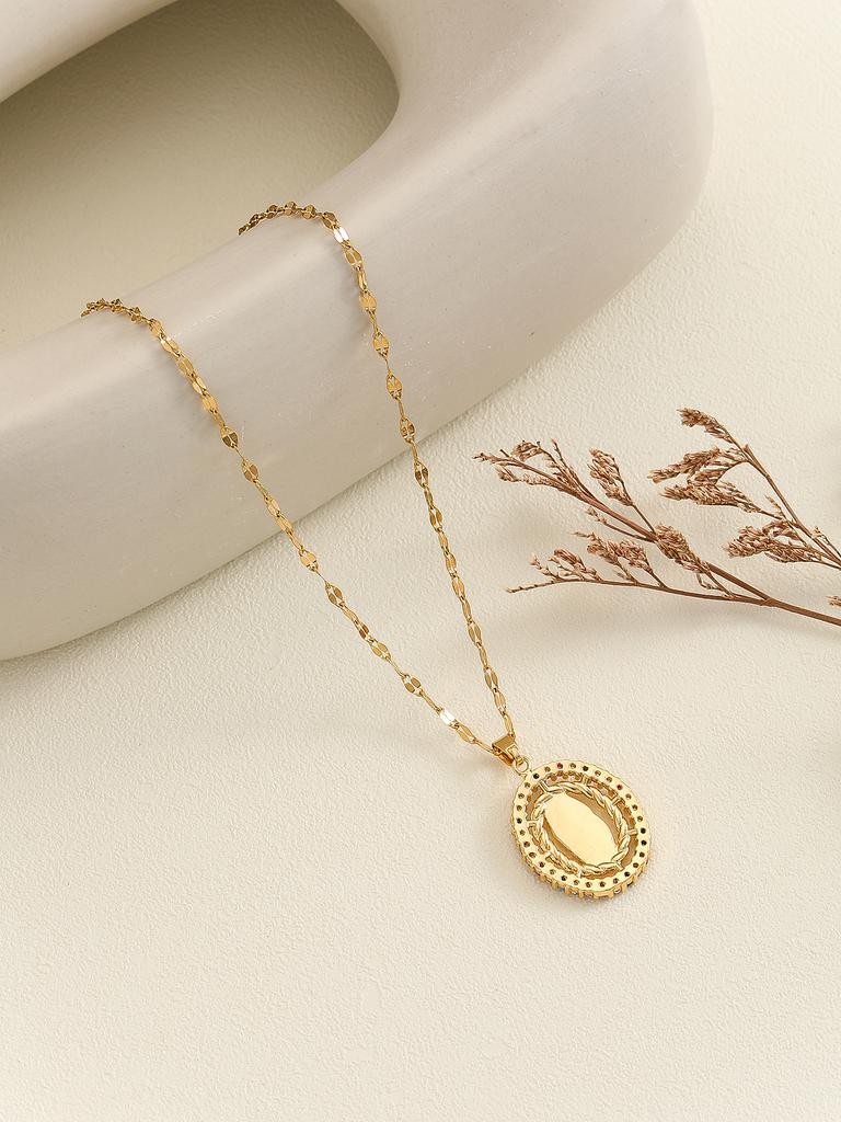 Europeisk og amerikansk mote minimalistisk herre- og damehalskjede med mikroinnfattet zirkonium, uthulet sirkulært design av Jomfru Maria