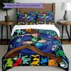 3pcs Duvet Cover Set (1*Duvet Cover + 2*Pillowcase, Without Core), Ben 10 Cartoon Print Bedding Set, Bedroom Decor, All‑Season, Birthday Gift