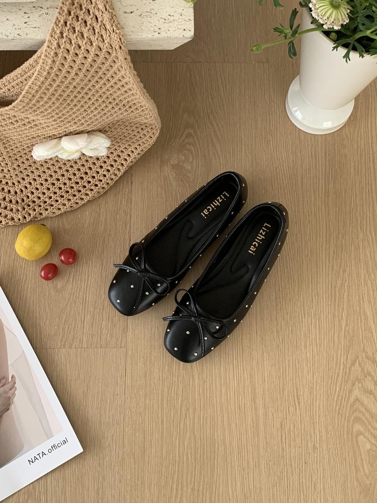 Women's Round Toe Flat Bowknot French Style Pumps - Fashionable Footwear
