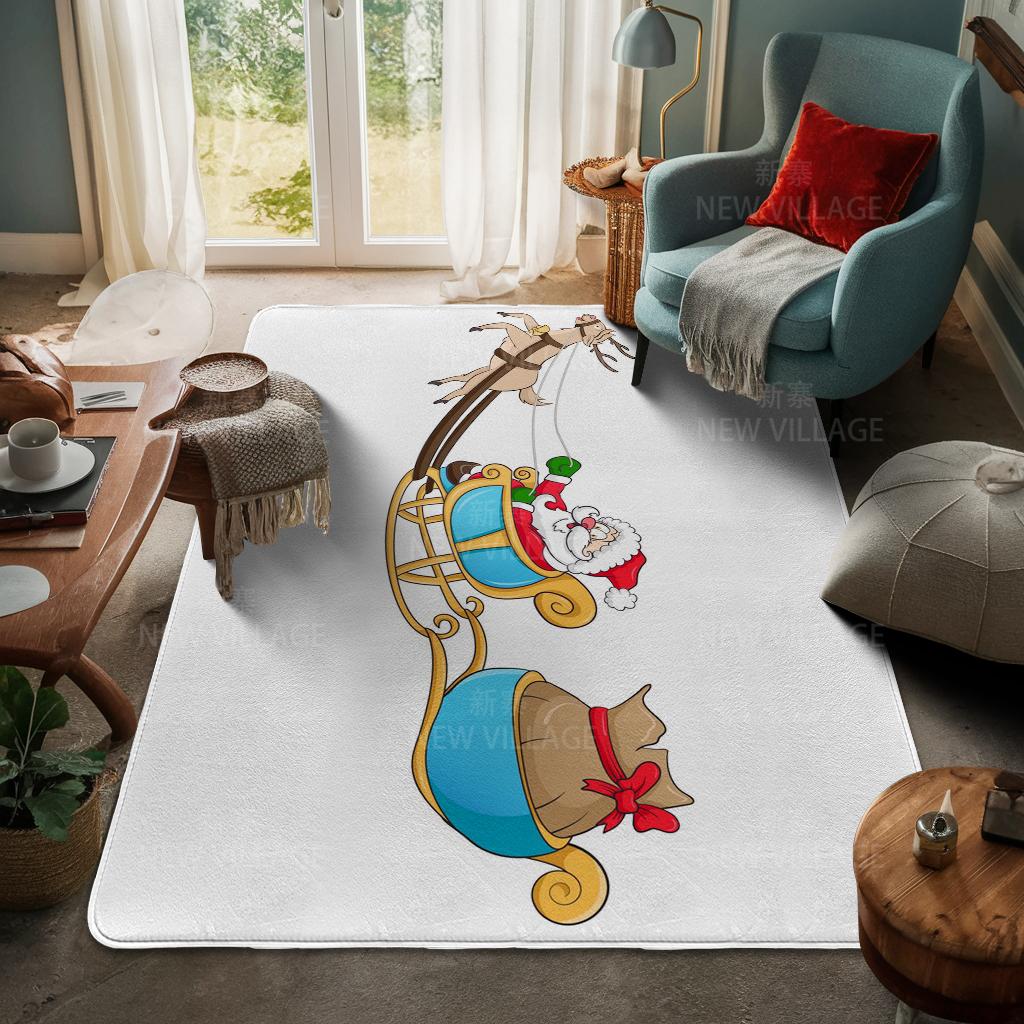 House Entrance Carpet Home Door Mat Living Room Bath Foot Bathroom Non-slip Water Absorption Rugs Bath Merry Christmas Winter