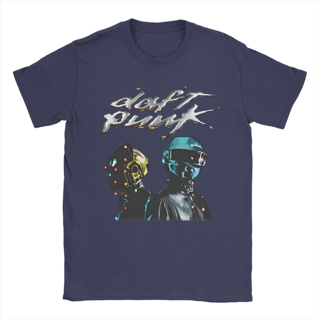 Herren T-Shirts Daft Punk Elektronische Band Lustiges Reines Baumwoll-T-Shirt Kurzarm T-Shirts Rundhals Oberteile Geschenkidee