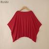 ZANZEA Women Casual Round Neck Batwing Sleeve Loose Cover Up Blouse