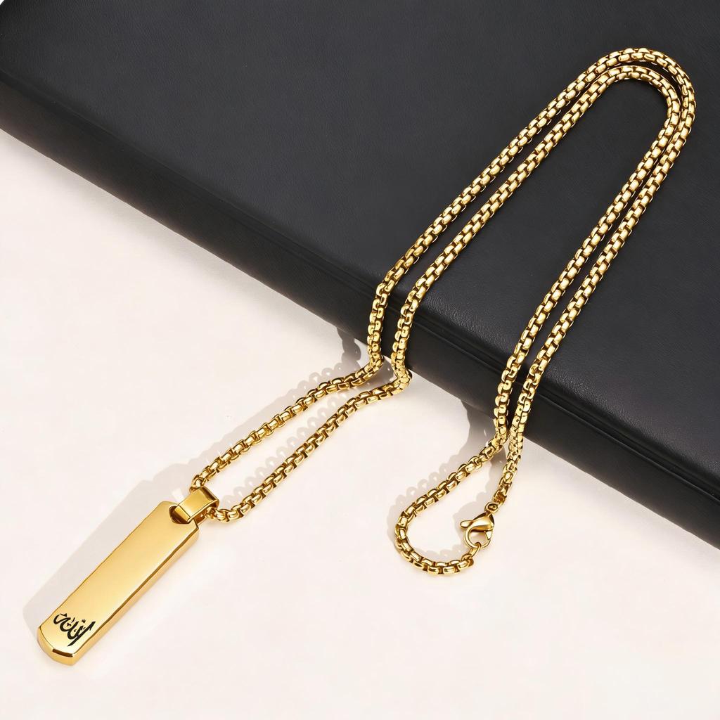 10mm Stainless Steel Customed Necklace for Men Rectangular Pendant Punk Link Chain Geometric Necklaces Hip Pop Jewelry Gifts