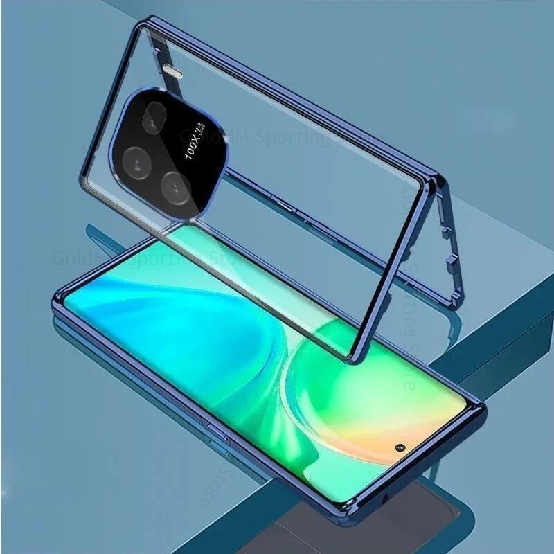 Magnetic Case for Vivo iQOO Z9 Z10 Turbo iQOO 13 15 Neo 11 with Metal Frame Double Sided Tempered-Glass Full Lens Protection Cover Phone Bumpers