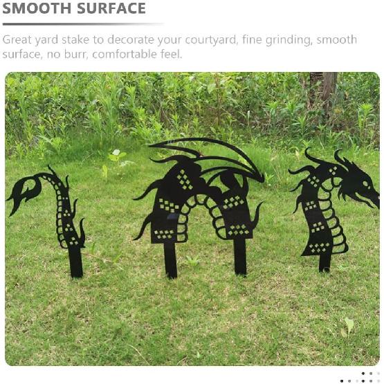 Acrylic Dragon Garden Stakes Set of 3, Decorative Yard Ornaments for Patio, Yard, Walkway, and Garden Decor, 11.41 X 6.29 X 0.19 Inch
