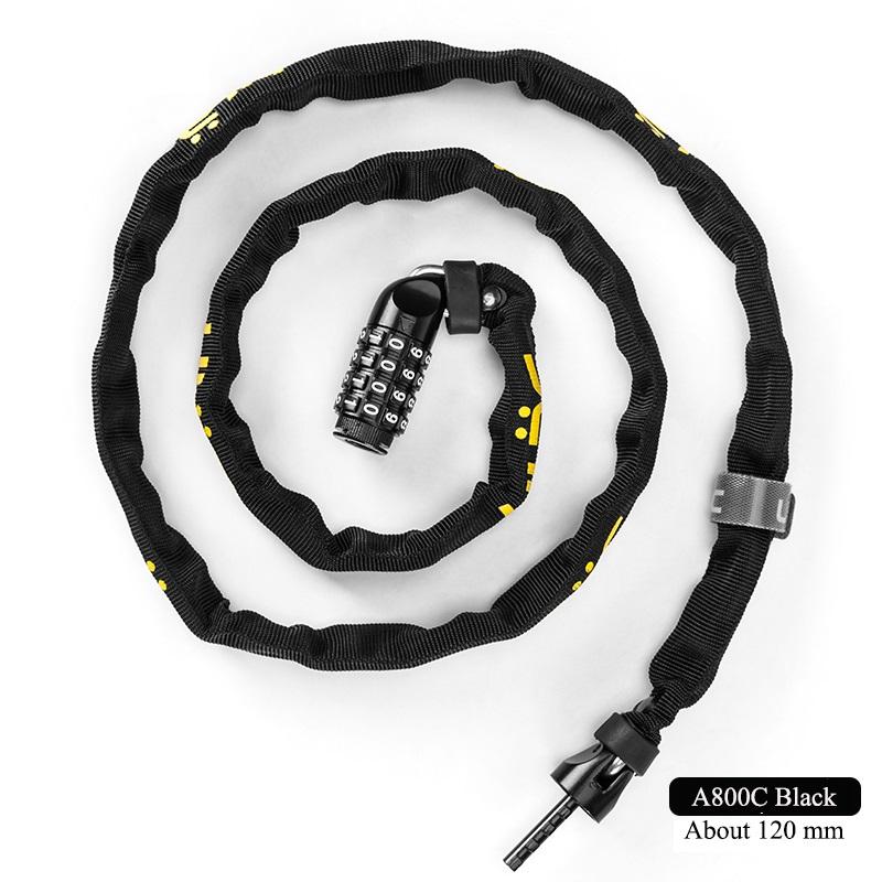 

Велосипедный замок ULAC, цепь для шоссейного велосипеда MTB, противоугонный замок с паролем, сверхлегкий портативный замок для учебы, безопасный стабильный велосипед A800C Black