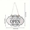 Rustic Business Sign Wooden Open And Closed Sign Double Sided Vintage Open Sign with Rope for Coffee Shop Restaurant Bar
