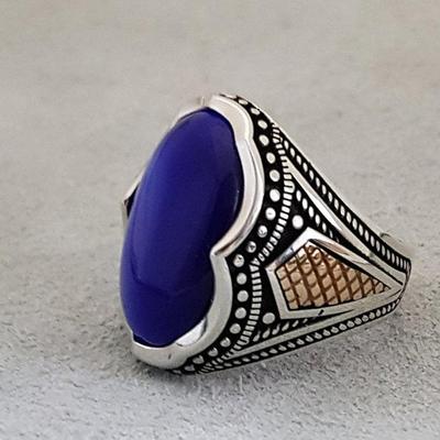 Lapis Lazuli Mens Ring, Solid 925 Sterling Silver Mens Ring, Handmade Ring Designer Ring, Statement Ring, Gemstone Ring, Gift For Him,
