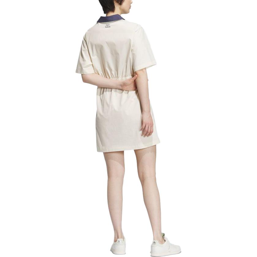 adidas Originals X Nagaba Samenwerking Logo Casual Taille-Afgebakend Polo Sport Ademend Kortmouwig Jurk Dames Jurken Wit IS0625